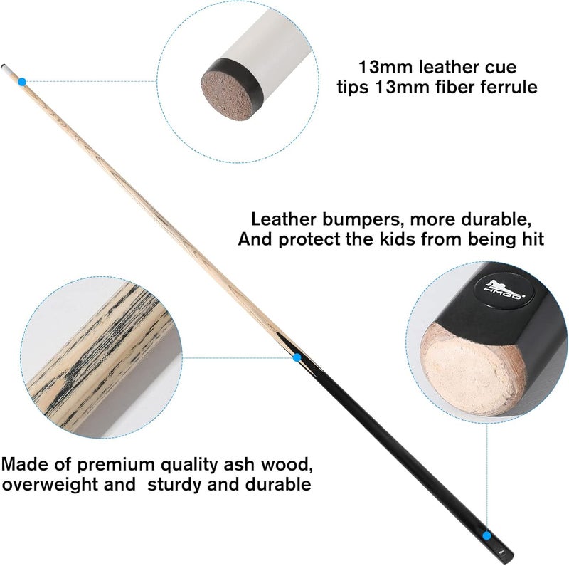 HMQQ 58" One Piece Pool Cue Stick with 13MM Leather Tip, Weight 20OZ Billiards Cue Stick, Pool Stick Set of 4/ Set of 6/ Set of 8 (Black&Natural Wood Color) - Image 5
